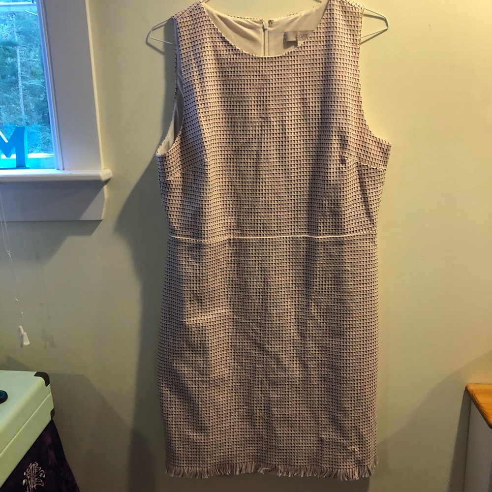 Loft Pink and Black Tweed Dress